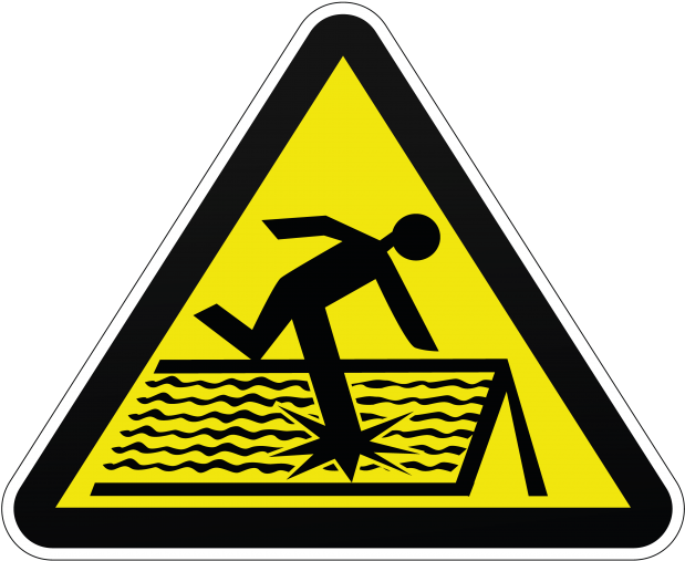 Danger Fragile Roof Safety Sign - No Access Roof Sign Clipart (866x650), Png Download
