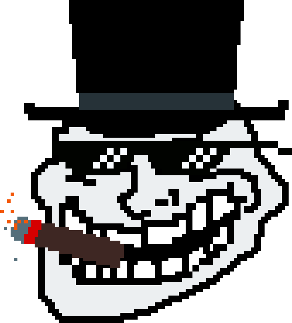Top Hat Mlg Glasses Cigar Trollface - Cartoon Clipart (1200x1200), Png Download