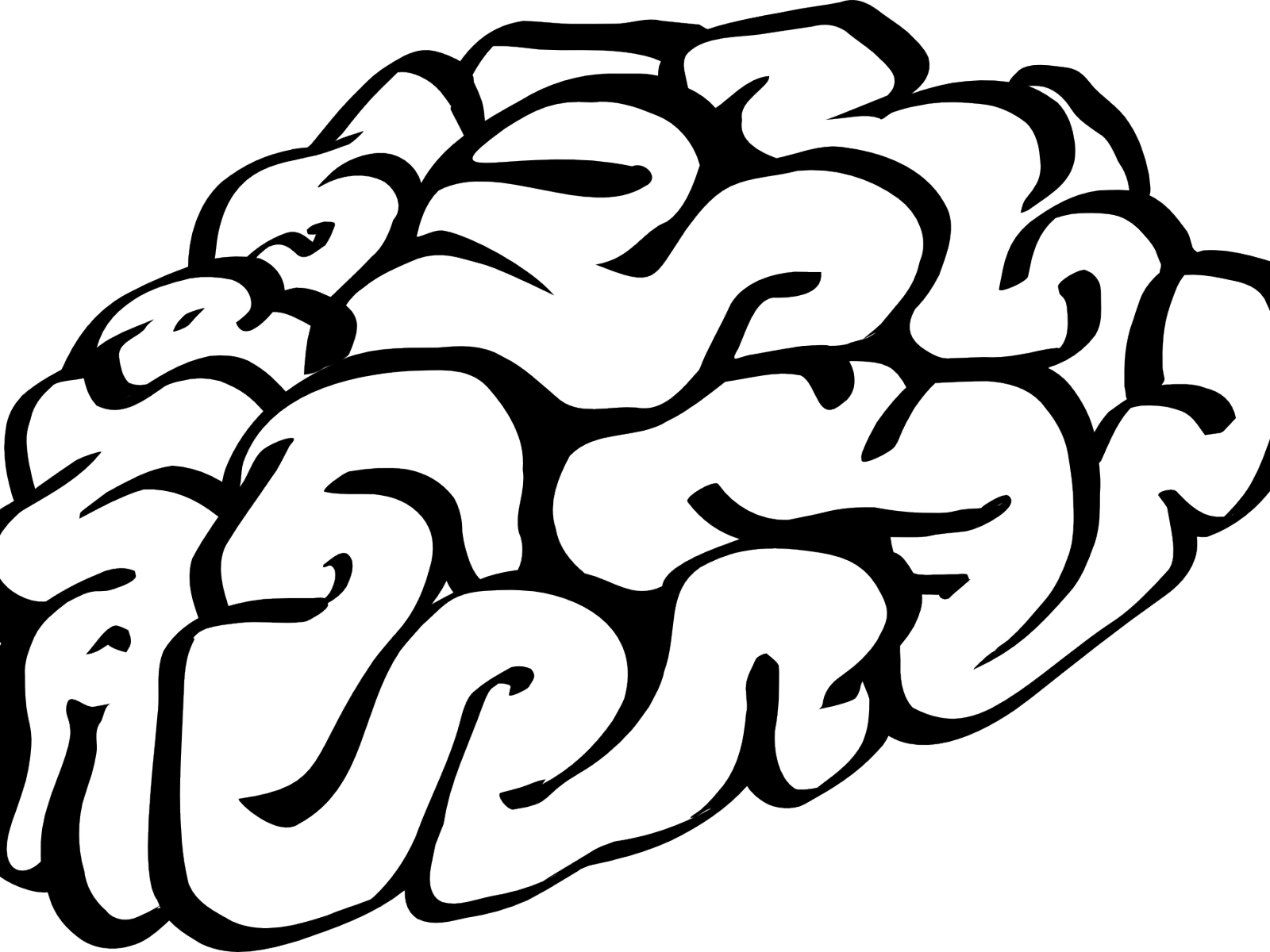 Cartoon Brain Black And White Clipart (1600x1200), Png Download