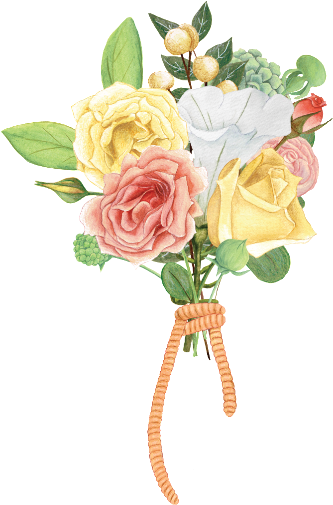 Hand Painted Beautiful Flower Bouquet Hd Png - Nosegay Clipart (669x1012), Png Download