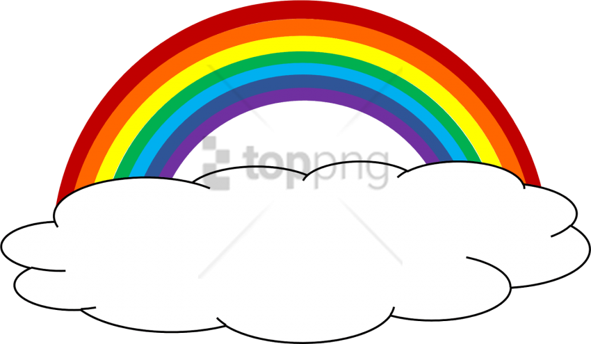 Free Png Rainbows And Clouds Png Png Image With Transparent - Rainbow With Clouds Clip Art (850x495), Png Download