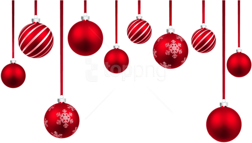 Red Christmas Balls Decor - Christmas Balls Background Png Clipart (850x484), Png Download