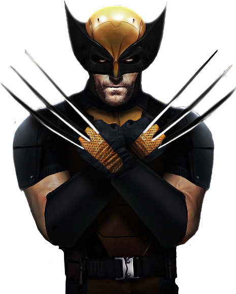 Hugh Jackman Com O Traje De Wolverine Clipart (480x659), Png Download