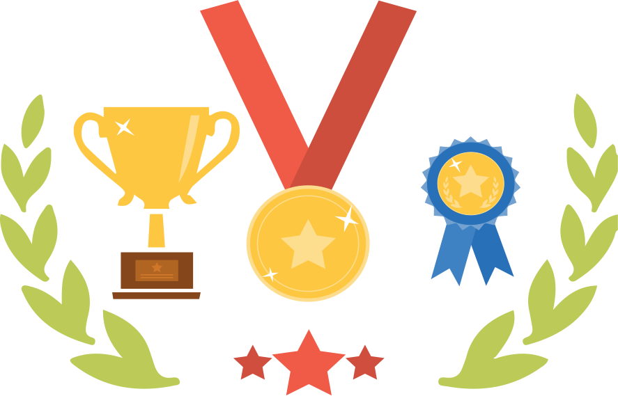 A Trophy, A Medal, And A Blue Ribbon Walk Into A Bar - Awards Png Clipart (887x569), Png Download