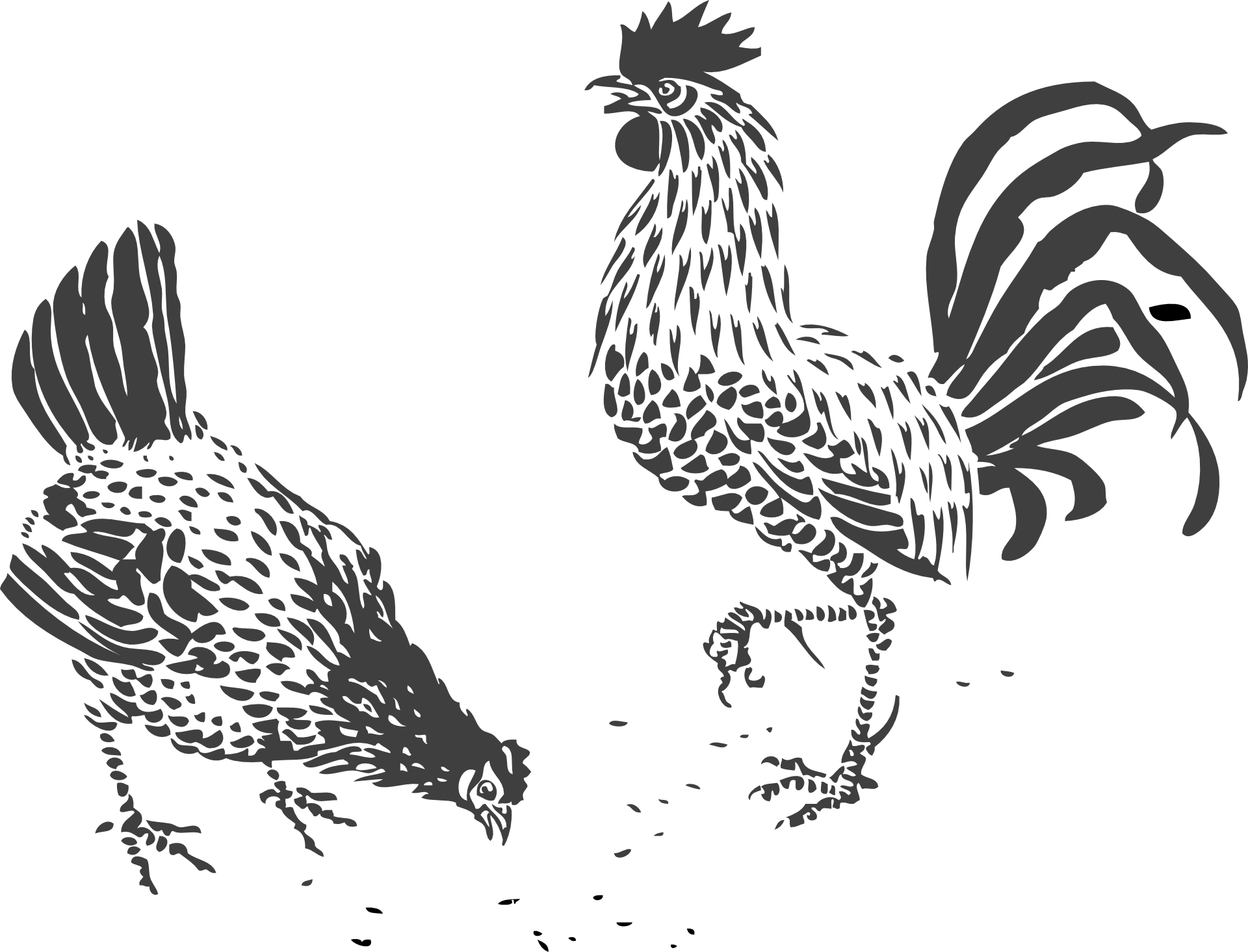 Rooster Clipart Chick - Rooster Line Art - Png Download (1920x1465), Png Download