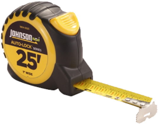 Johnson Level Auto Lock 25ft/7m Power Tape Measures - Johnson 25 Ft Tape Measure Clipart (710x550), Png Download