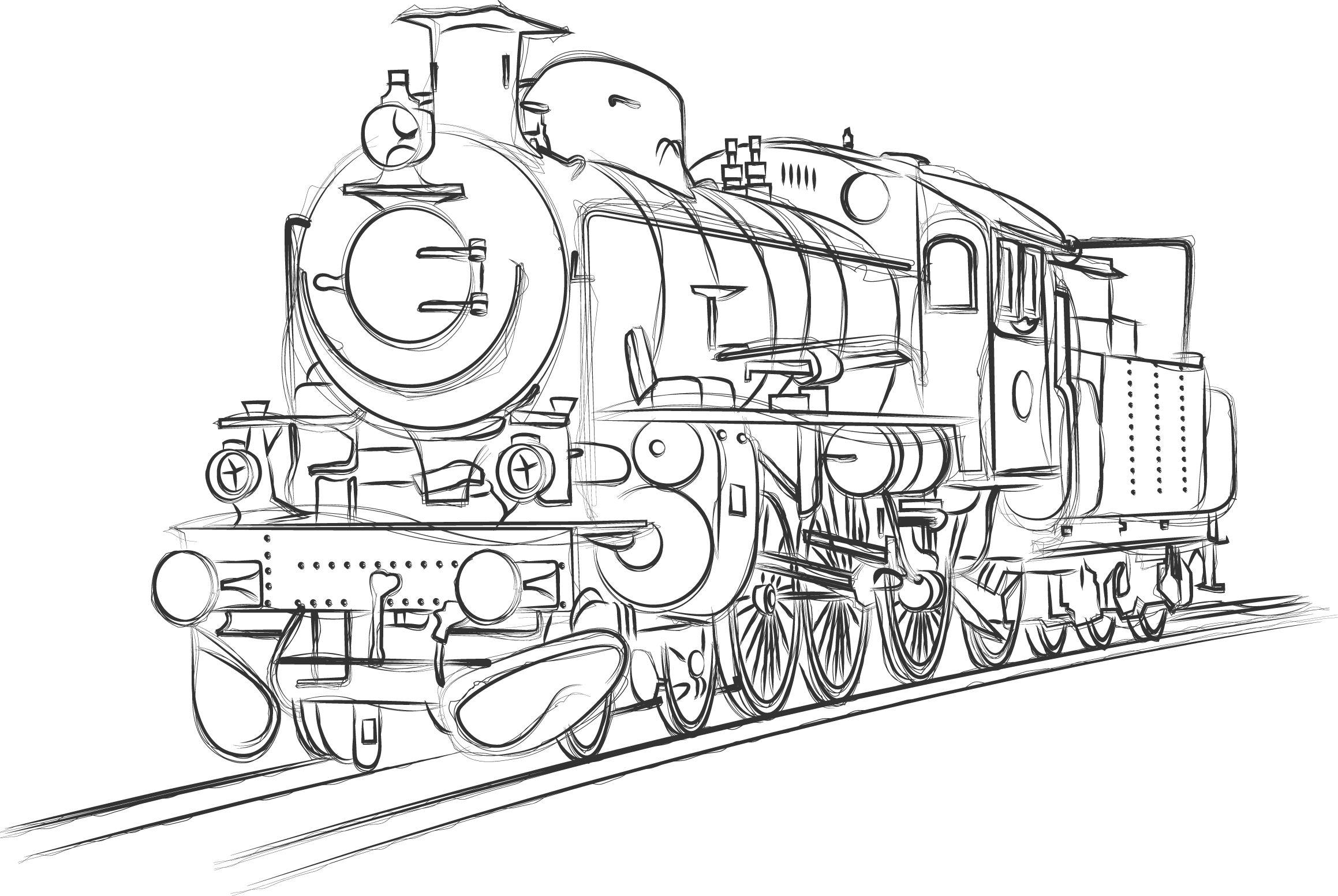 Svg Royalty Free Library Train Rail Transport Locomotive - Train Sketch Png Clipart (2318x1552), Png Download