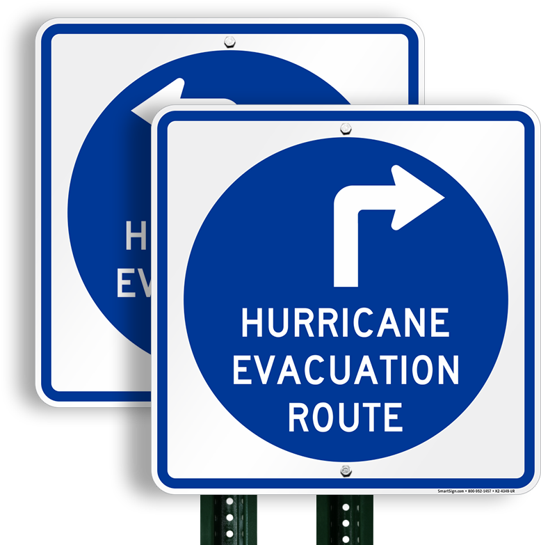 Hurricane Evacuation Route Upper Right Arrow Sign - Hurricane Evacuation Sign Clipart (800x800), Png Download