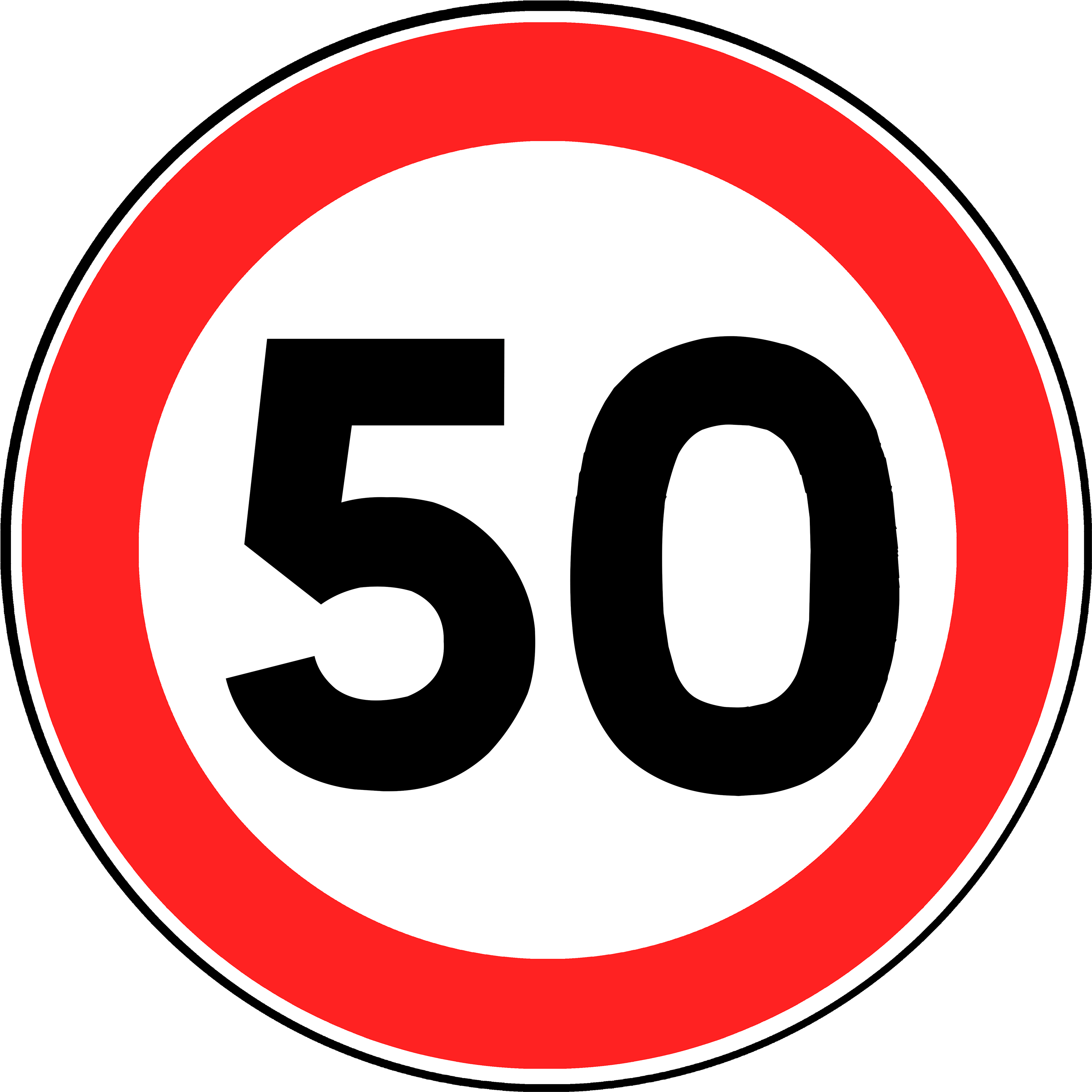 France Speed Limit 50 - ห้าม ขับ รถ เร็ว เกิน 50 Clipart (3460x3460), Png Download