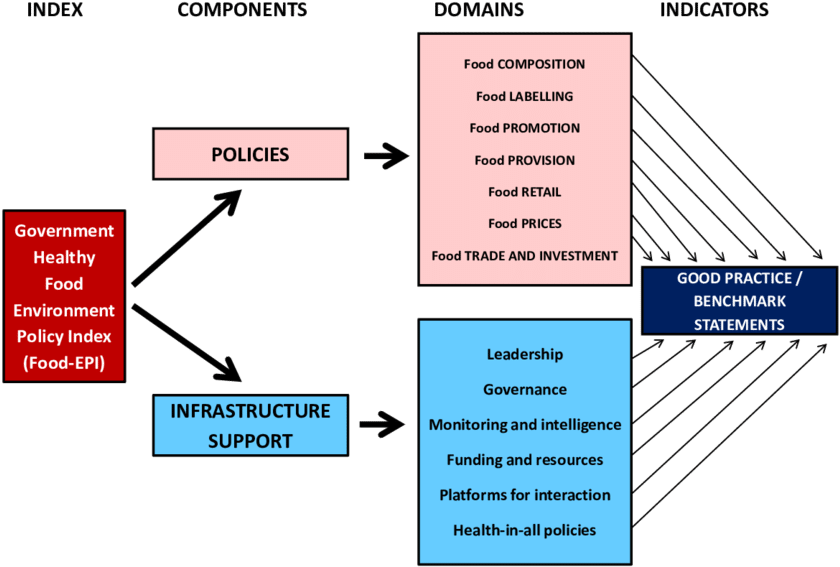 Components And Domains Of The 'healthy Food Environment - Diagram Domains Of Environment Clipart (850x581), Png Download