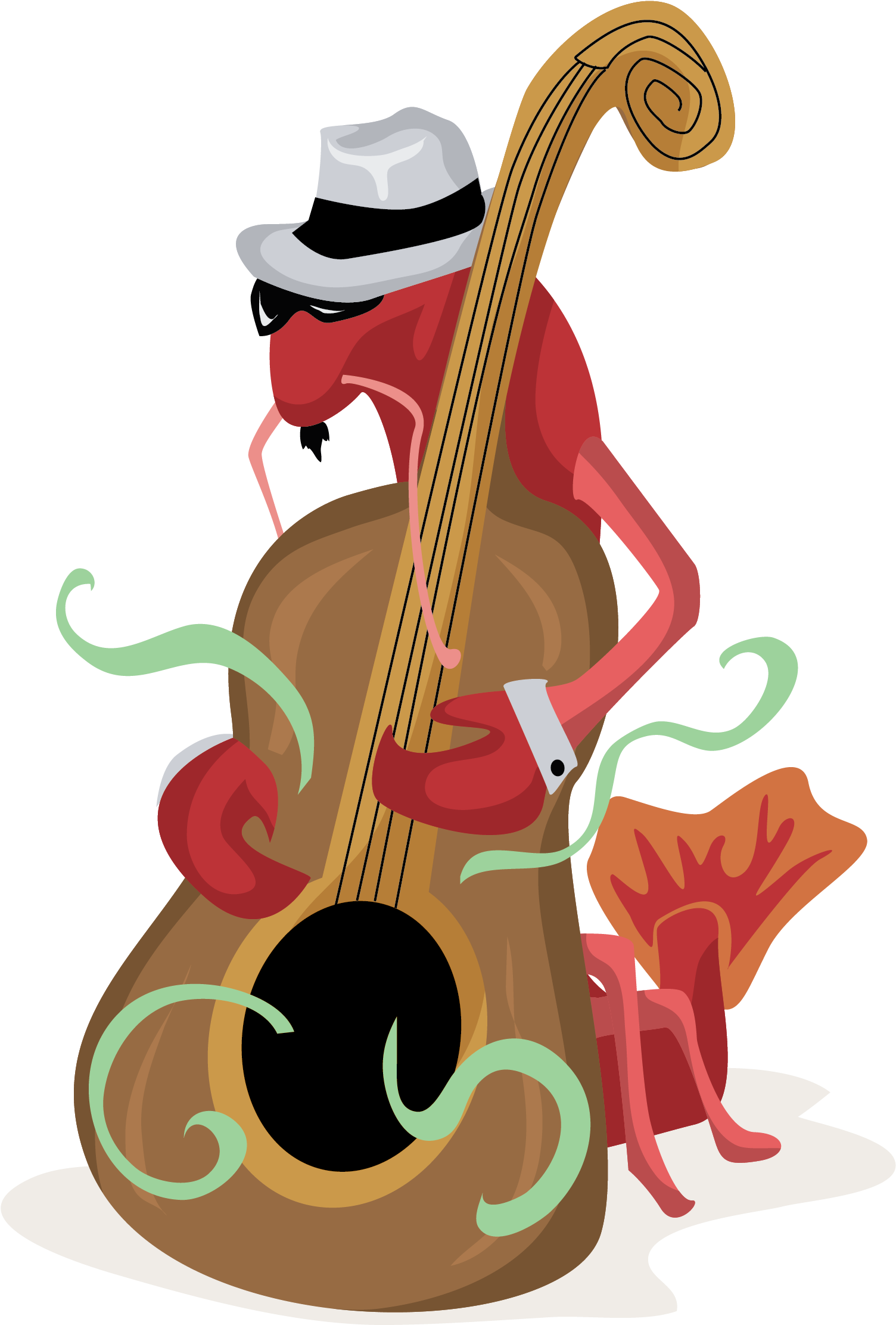 Crawfish Playing Bass Free Vector Clip Art - Crawfish Playing Instruments - Png Download (1749x2466), Png Download