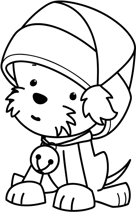 Drawing Hats Cute - Puppy Christmas Coloring Pages Clipart (612x726), Png Download