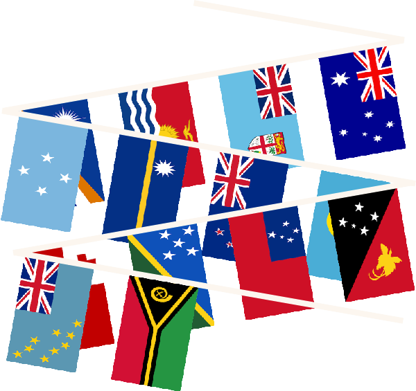 Oceania Multi Nation Bunting - World Flags Bunting Transparent Clipart (600x565), Png Download