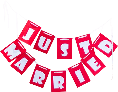 #justmarried #hanging #banner #wedding #love #heart Clipart (500x500), Png Download