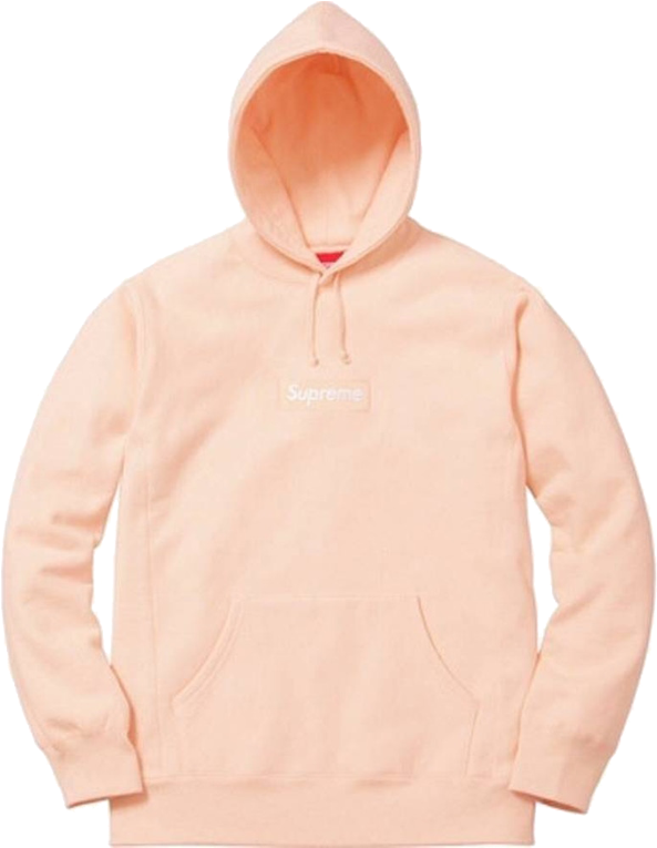 Supreme Box Logo Hooded Sweatshirt Peach - Hoodie Clipart (593x765), Png Download