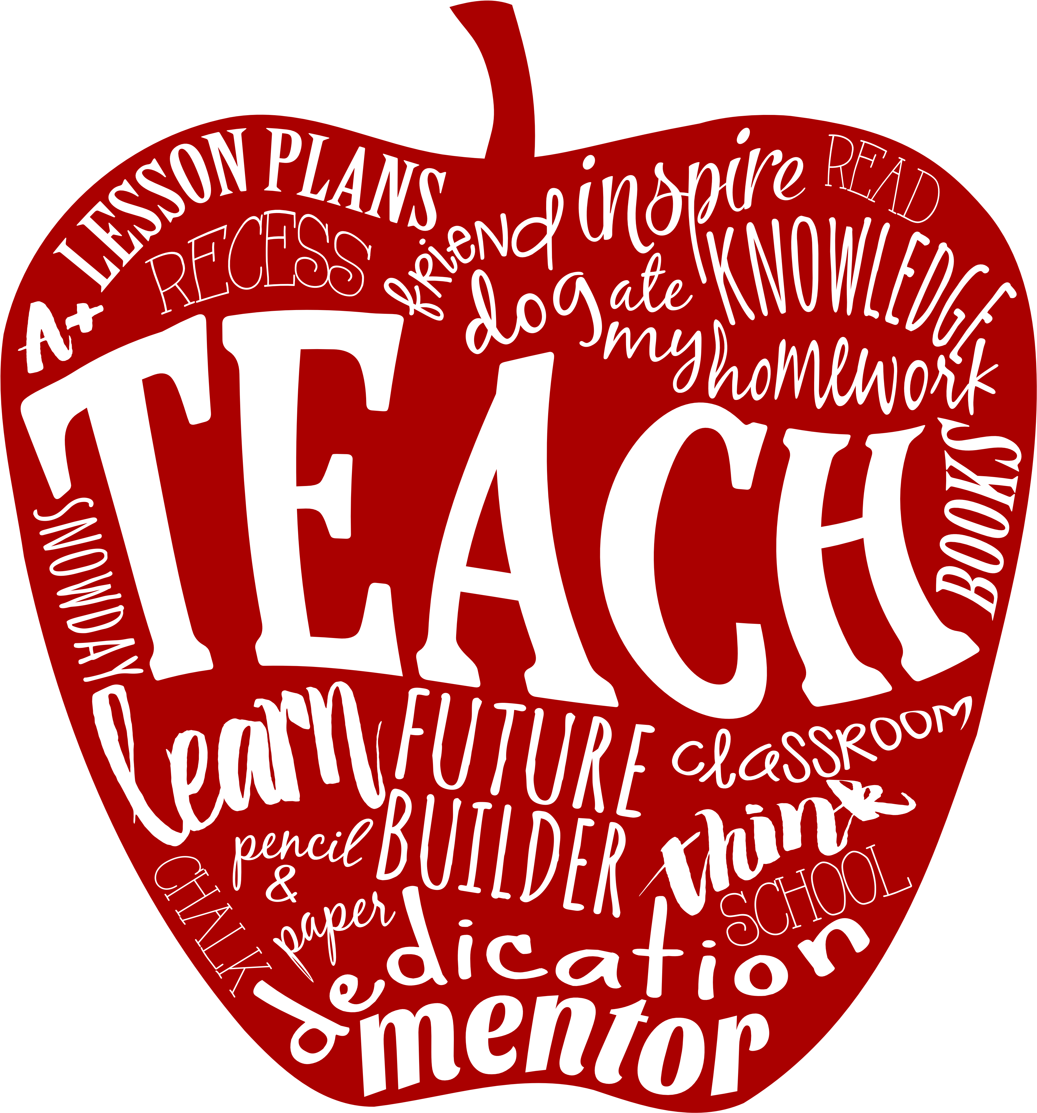 Png For - Teacher Apple Word Art Clipart (4743x6708), Png Download