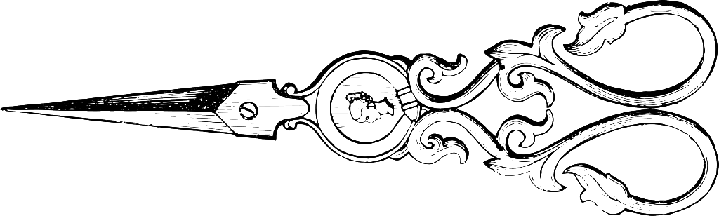 Tijeras Png - Vintage Scissors Clip Art Black And White Transparent Png (1024x308), Png Download