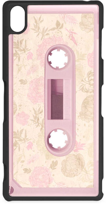 Retro Vintage Floral Pastel Pink Cassette Tape Hard - Mobile Phone Case Clipart (1000x1000), Png Download