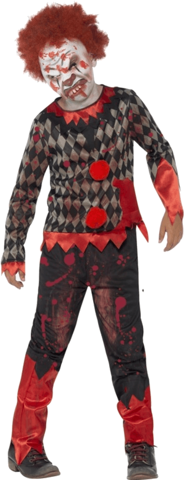 Child Halloween Deluxe Zombie Clown Costume - Kids Killer Clown Costume Clipart (600x951), Png Download