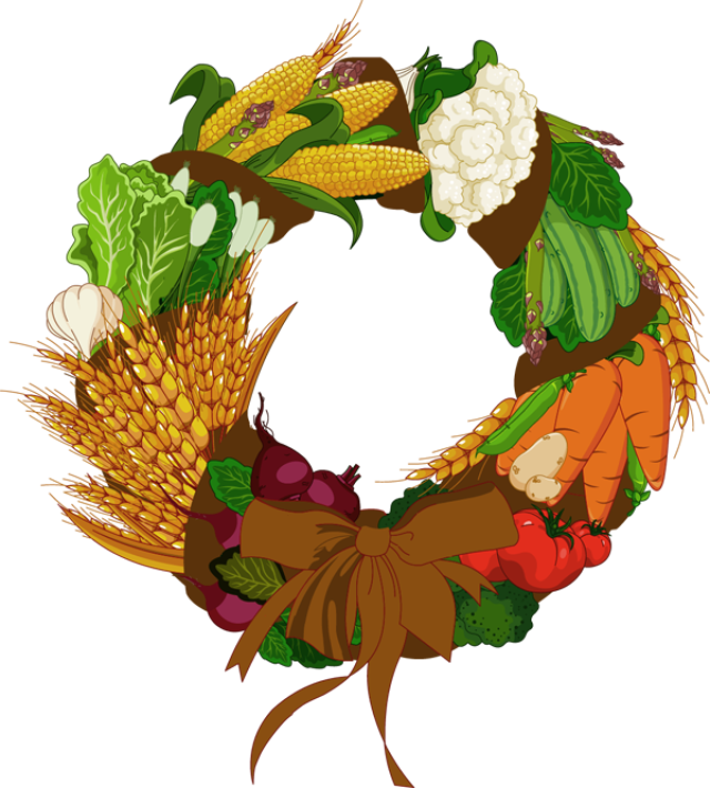 Colorful Clip Art For The Autumn Season - Vegetable Wreath Clipart - Png Download (640x710), Png Download