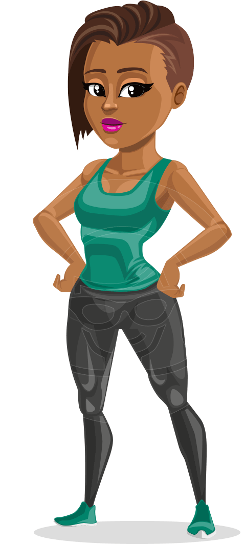 African American Fitness Girl Cartoon Vector Character - Health Clipart (957x1060), Png Download