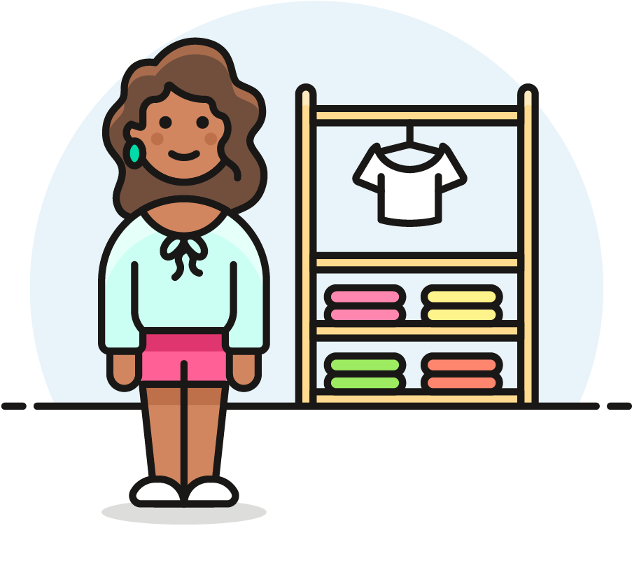 119 Cloth Shop Female African American - Cartoon Clipart (1025x1148), Png Download