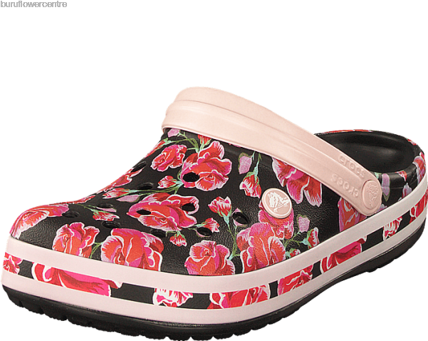 Buy Crocs Crocband Graphic Iii Clog Floral/black Beige - Floral Crocs Clipart (600x600), Png Download