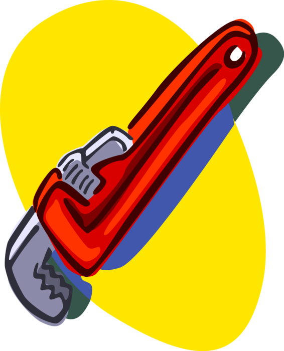 Vector Illustration Of Monkey Wrench Pipe Wrench Or Clipart (566x700), Png Download