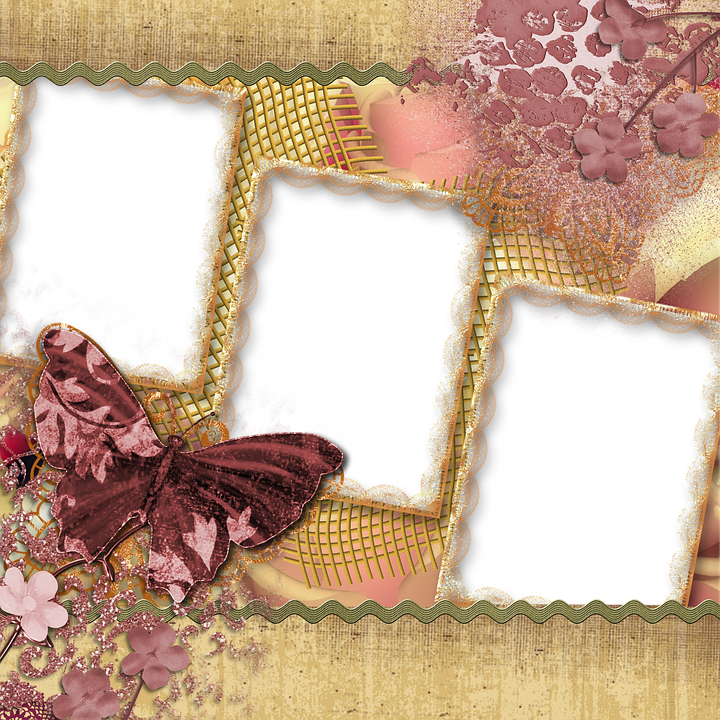 Background, Scrapbook, Page, Butterfly, Square - Transparent Garden Background Frame Clipart (720x720), Png Download