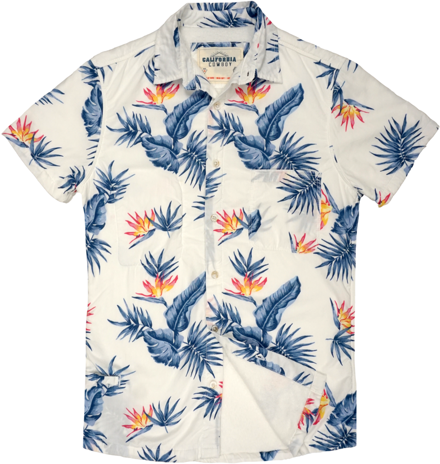 Famous Shirts Mens Clothing - White Birds Of Paradise Hawaiian Shirt Clipart (894x1024), Png Download