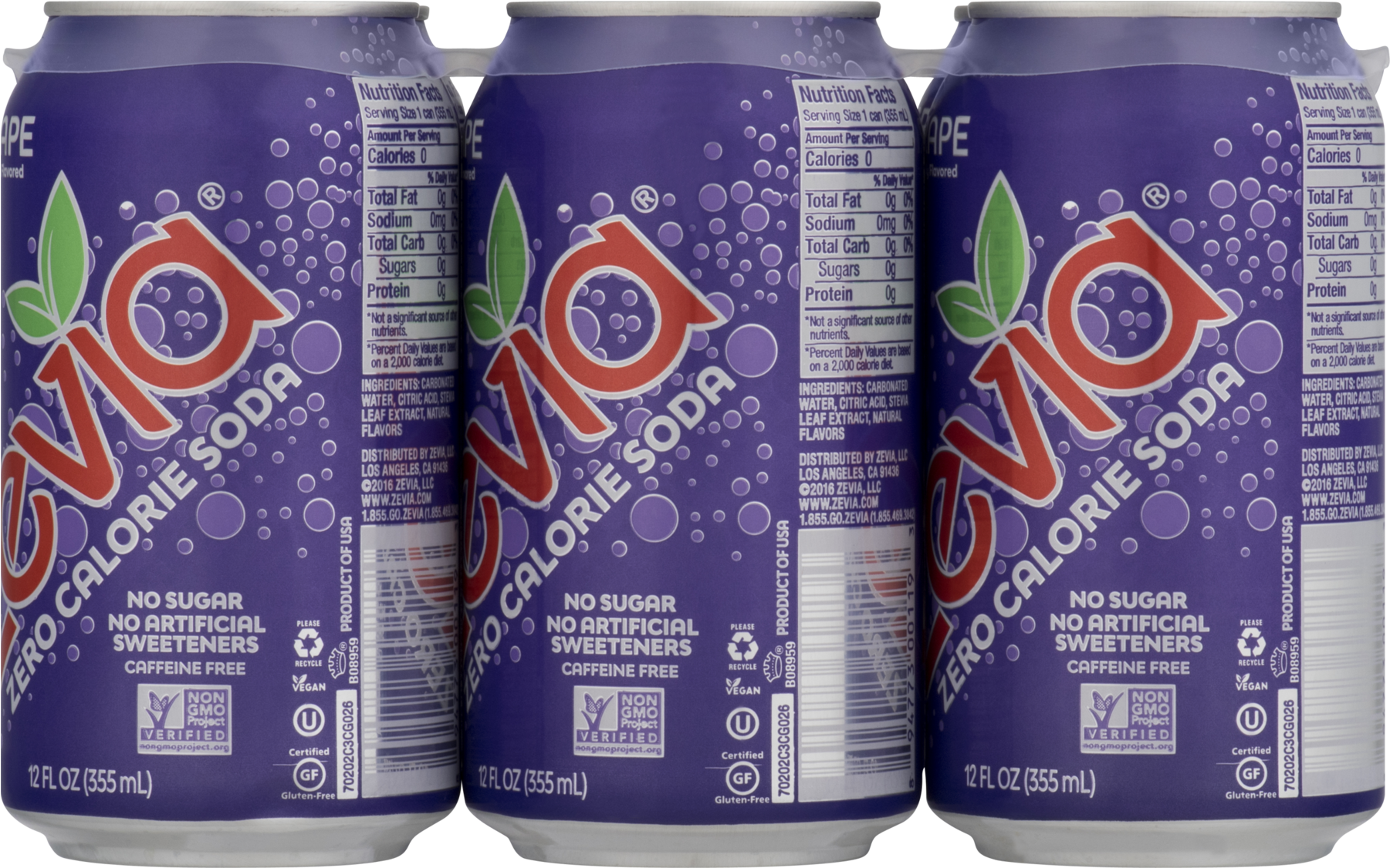 Zevia Calorie Free Gluten Free Grape Soda, 12 Fl - Caffeinated Drink Clipart (1800x1800), Png Download