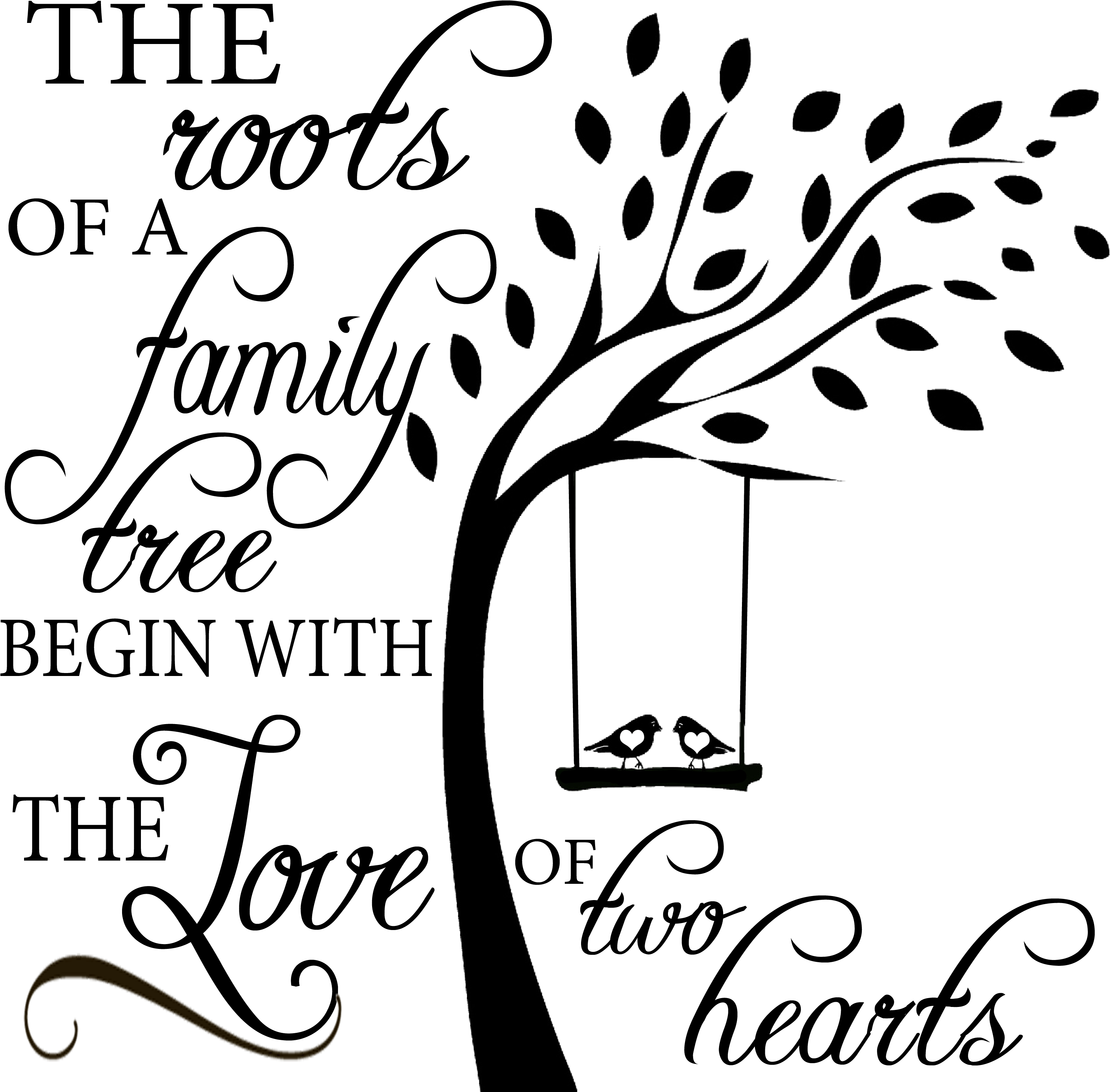 Sweetumswalldecals Tree With Birds On Swing Wall Decal - Tree Silhouette With Two Birds Clipart (3001x2953), Png Download