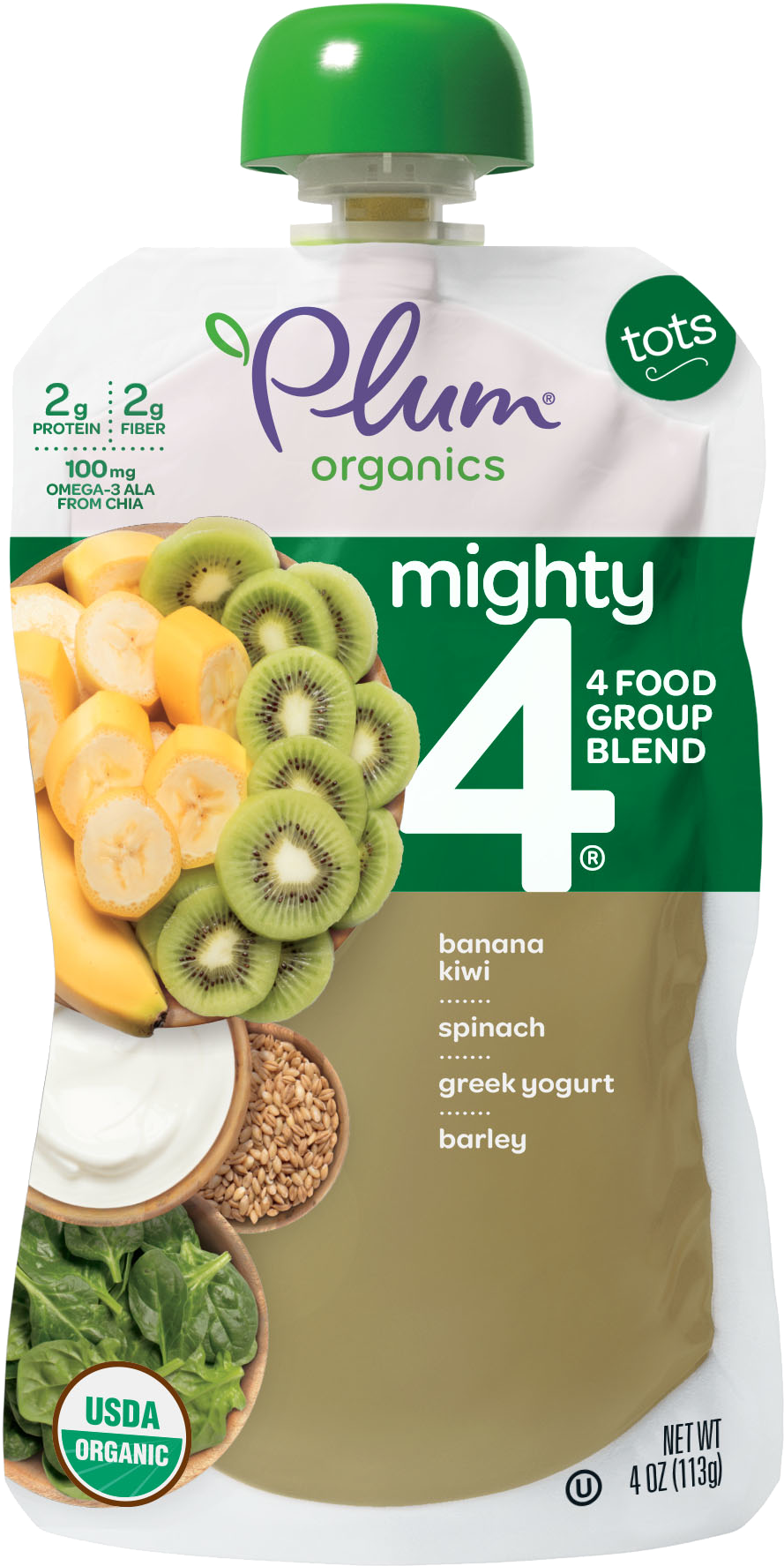 Banana•kiwi, Spinach•kale, Greek Yogurt, Barley•oat- - Plum Organics Mighty Veggie Clipart (2000x2000), Png Download