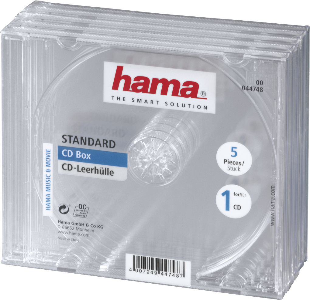 Standard Cd Jewel Case, Pack Of 5, Transparent - Pudelka Cd Slim Clipart (1020x989), Png Download