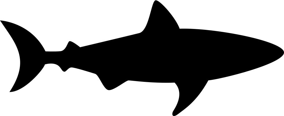 Facing Right Png - Great White Shark Silhouette Png Clipart (980x401), Png Download