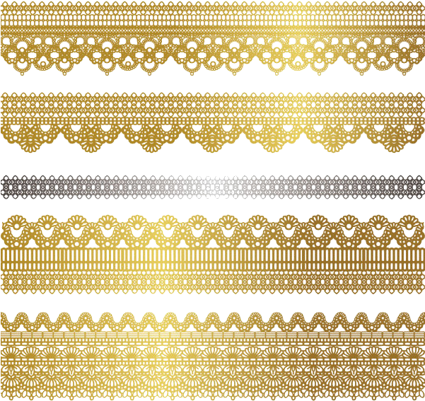 Tubes Deco Dentelle Wedding Lace Vector Png - Gold Side Border Designs Clipart (600x600), Png Download