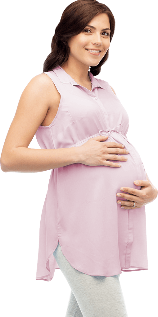 A Young Woman Covers Her Pregnancy Belly With Both - Girl Clipart (509x1018), Png Download