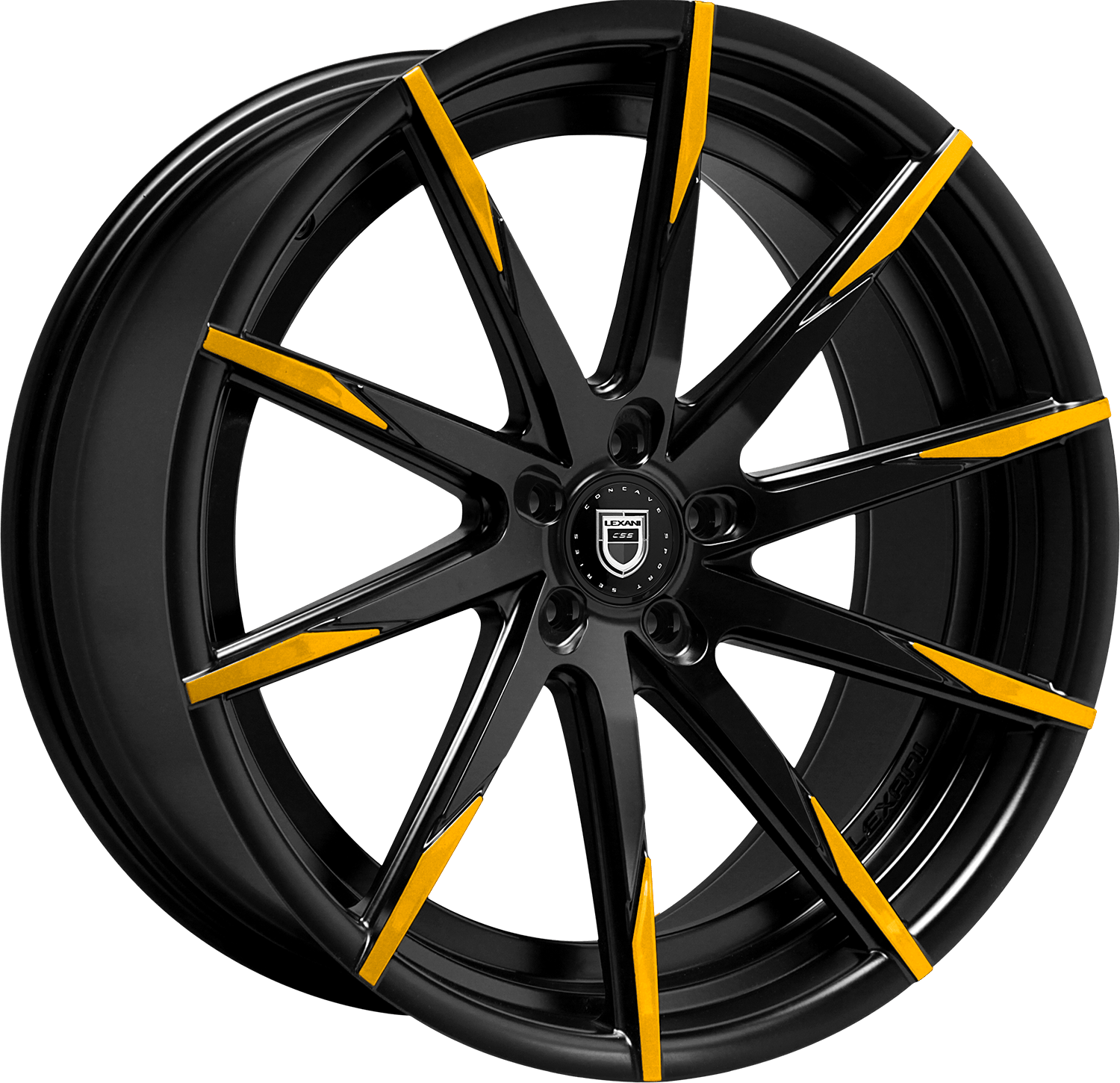 Yellow And Black Finish - Lexani Css 15 Wheel Clipart (1500x1450), Png Download