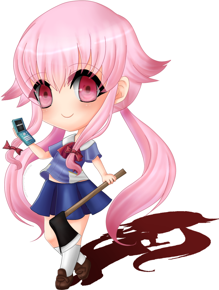 Mirai Nikki - Chibi Anime Yuno Gasai Clipart (900x1211), Png Download