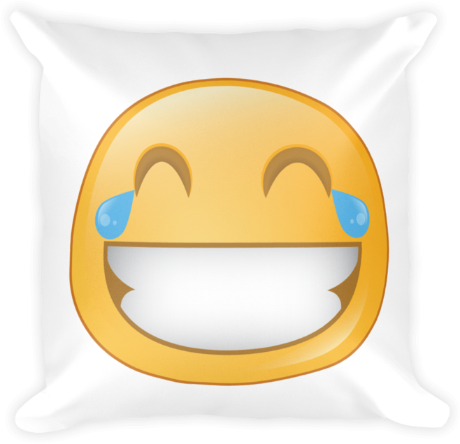 Expressive Laughing Square Stuffed Pillow - Cushion Clipart (658x636), Png Download