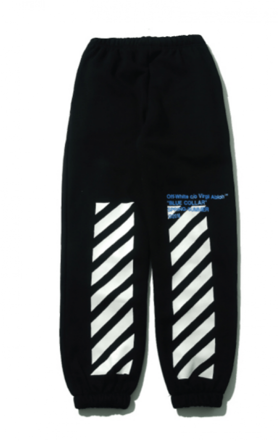 White Logo Sweatpants Black - Hockey Sock Clipart (900x900), Png Download