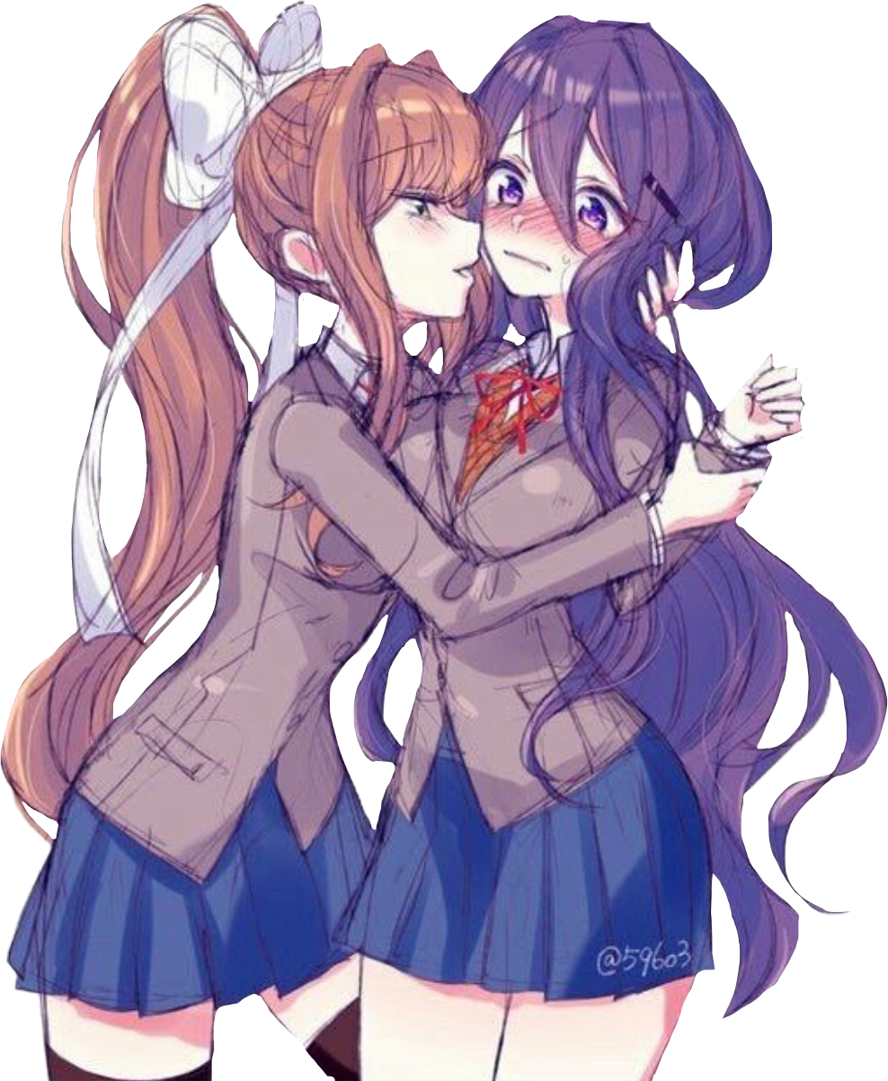 Report Abuse - Doki Doki Literature Club Monika X Yuri Clipart (988x1203), Png Download