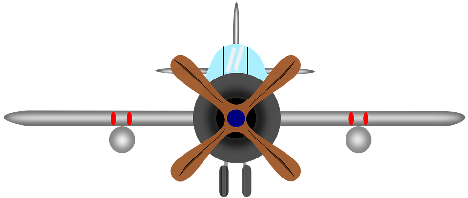 Propeller Plane Cliparts - Plane With Propeller In Front - Png Download (960x480), Png Download