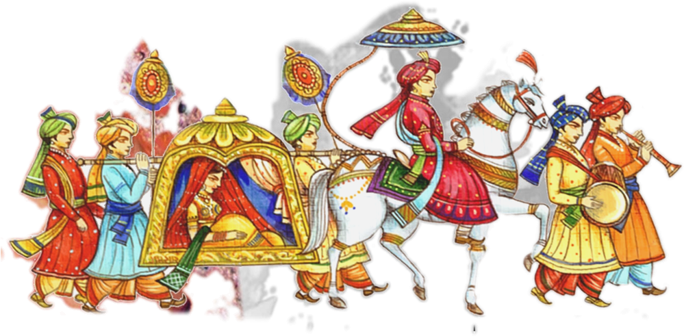 Wedding Rings Heart Clipart Png Free Download Source - Indian Wedding Clipart Colour Png Transparent Png (999x491), Png Download