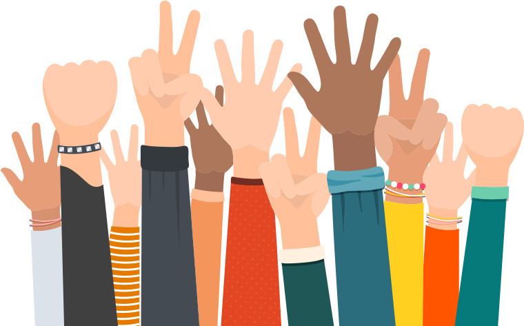 Join The Liberation - Hands Up Png Clipart (768x476), Png Download