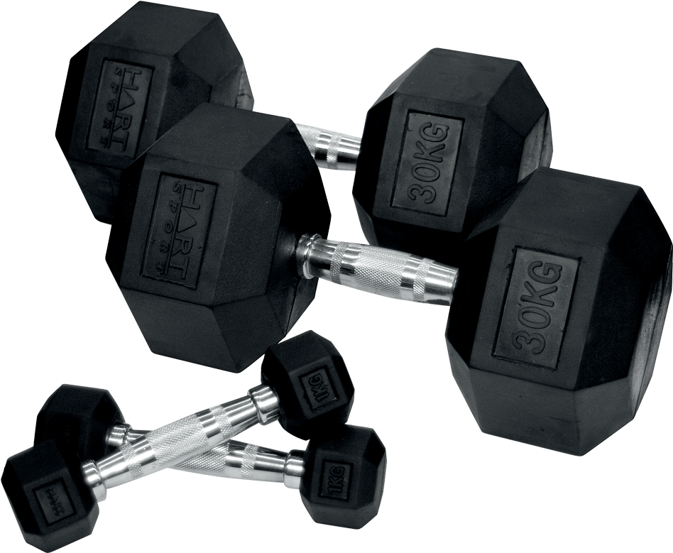 Hart Rubber Hex Dumbbell Set , Png Download - Hex Dumbbell 30 Kg Clipart (948x779), Png Download