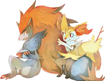 #pokemon #pokémon #zoroark #roussil #braixen #feu #fire - Braixen X Zoroark Clipart (420x324), Png Download
