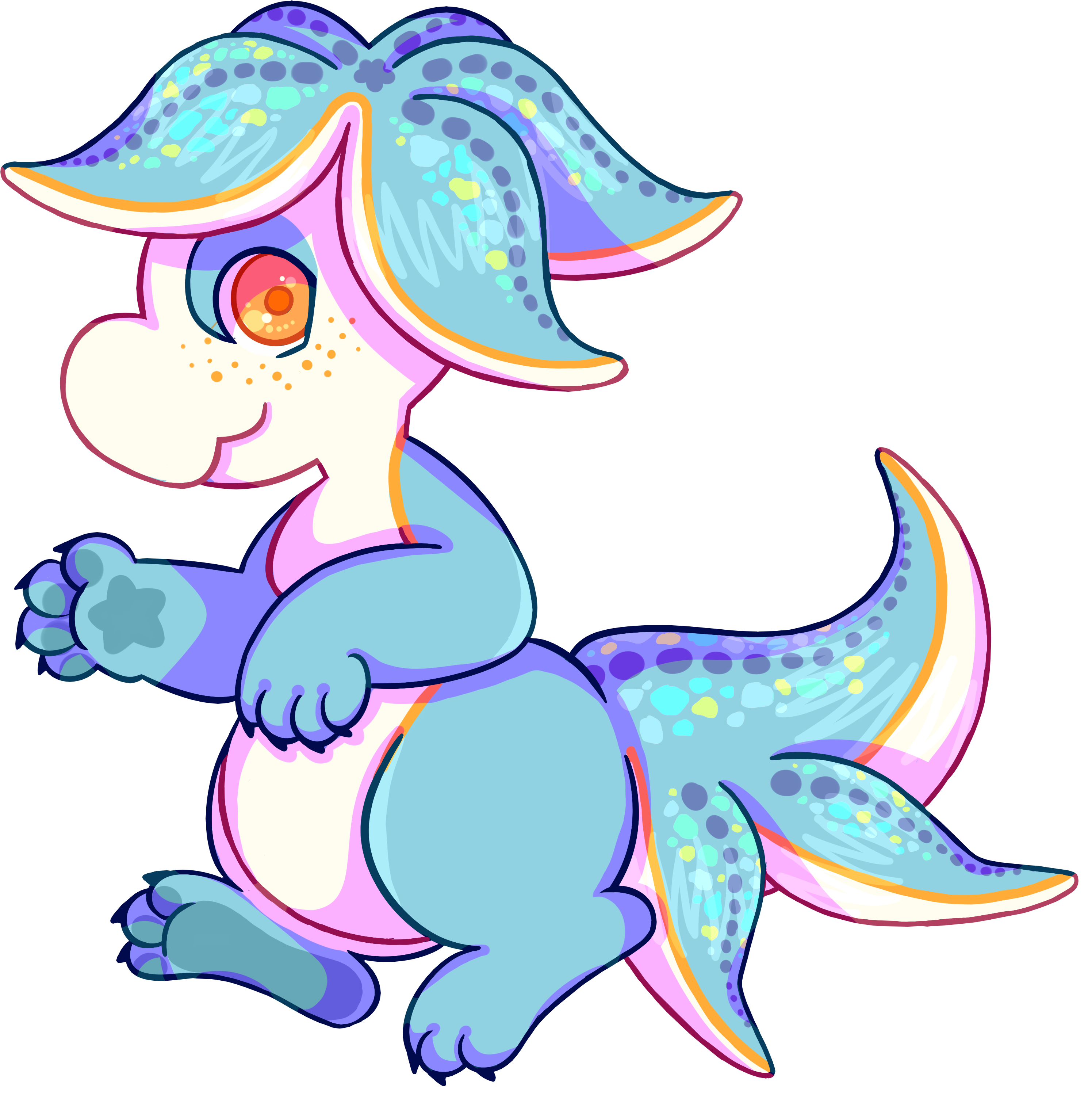 Blue Starfish - Cartoon Clipart (3079x3134), Png Download