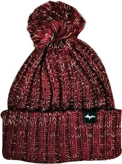 "upper Peninsula" Burgundy/khaki Knit Pom Beanie - Knit Cap Clipart (600x600), Png Download