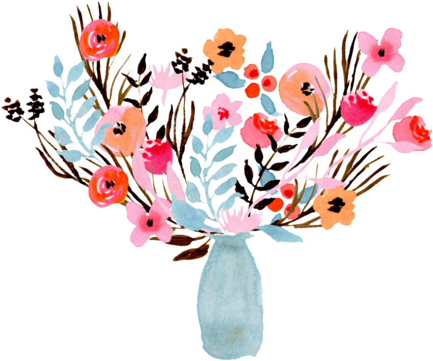 Free Png Download Flower Vase Water Colour Png Images - Watercolor Flowers In Vase Transparent Clipart (850x710), Png Download